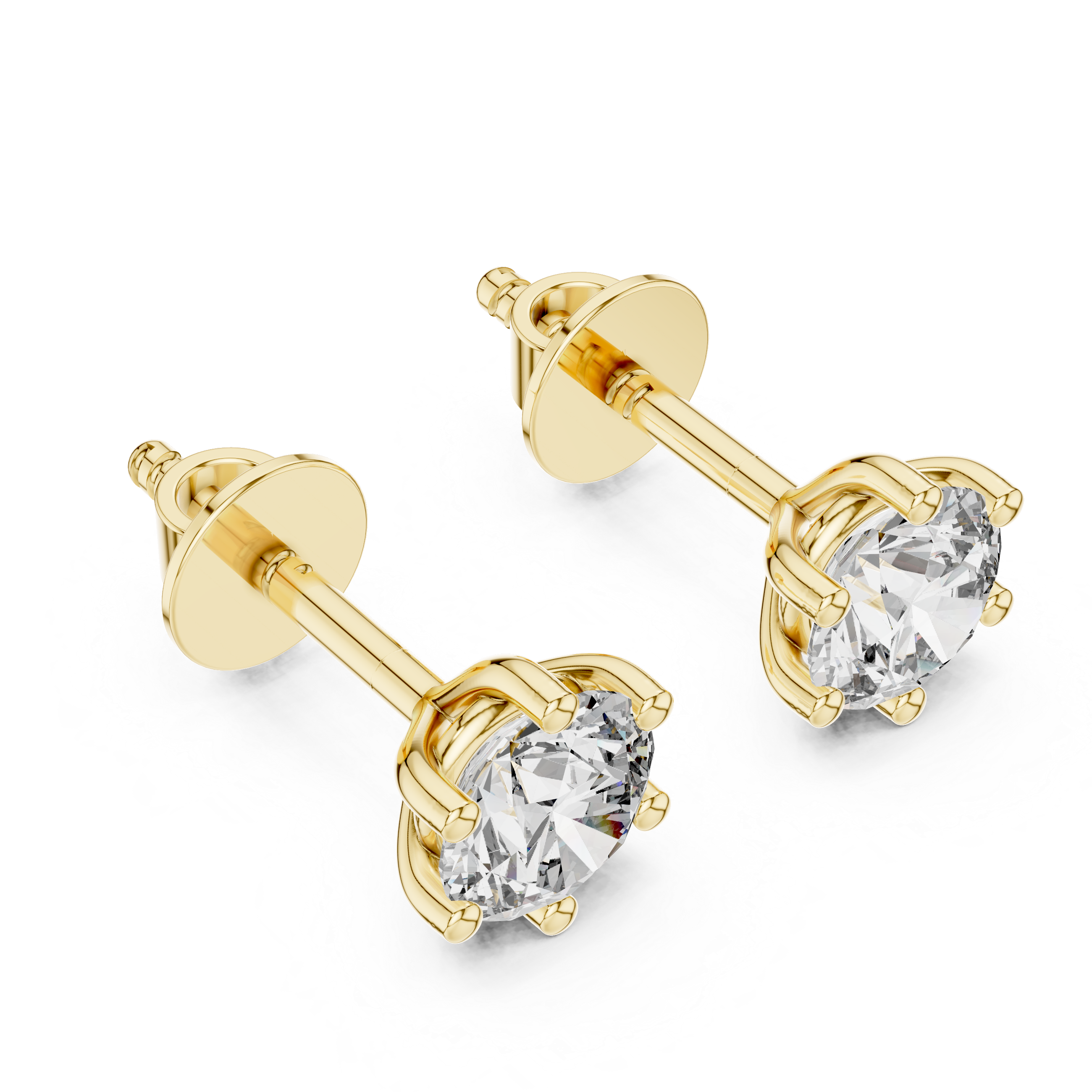 Round Diamond Six Prong Stud Earrings