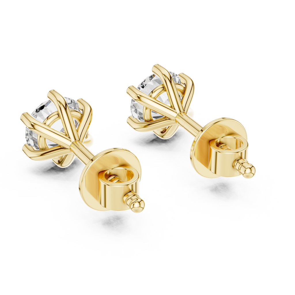 Round Diamond Six Prong Stud Earrings