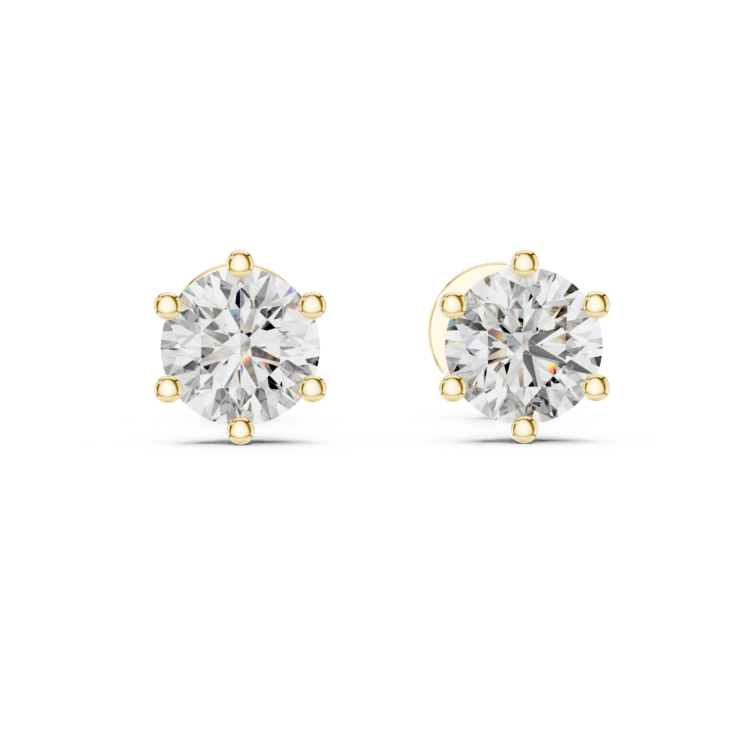 Round Diamond Six Prong Stud Earrings