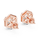 Round Diamond Hexagon Halo Stud Earrings