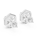 Round Diamond Hexagon Halo Stud Earrings