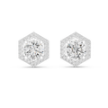Round Diamond Hexagon Halo Stud Earrings