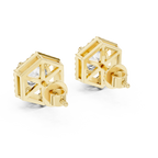 Round Diamond Hexagon Halo Stud Earrings