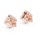 Round Diamond Square Halo Stud Earrings