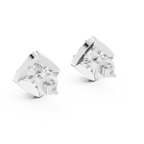 Round Diamond Square Halo Stud Earrings