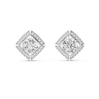 Round Diamond Square Halo Stud Earrings