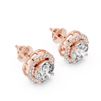 Round Diamonds Halo Stud Earrings
