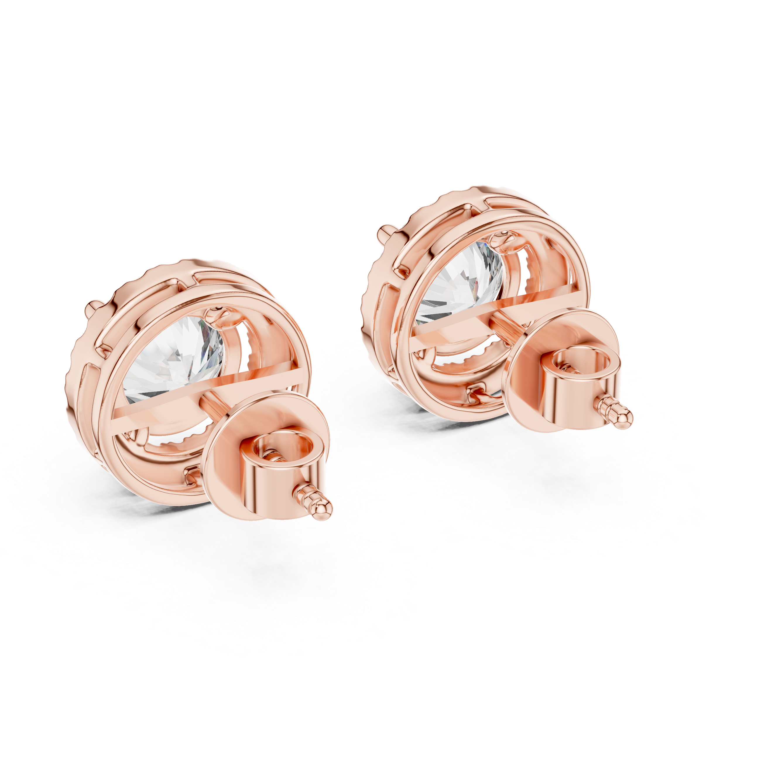Round Diamonds Halo Stud Earrings
