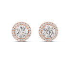Round Diamonds Halo Stud Earrings
