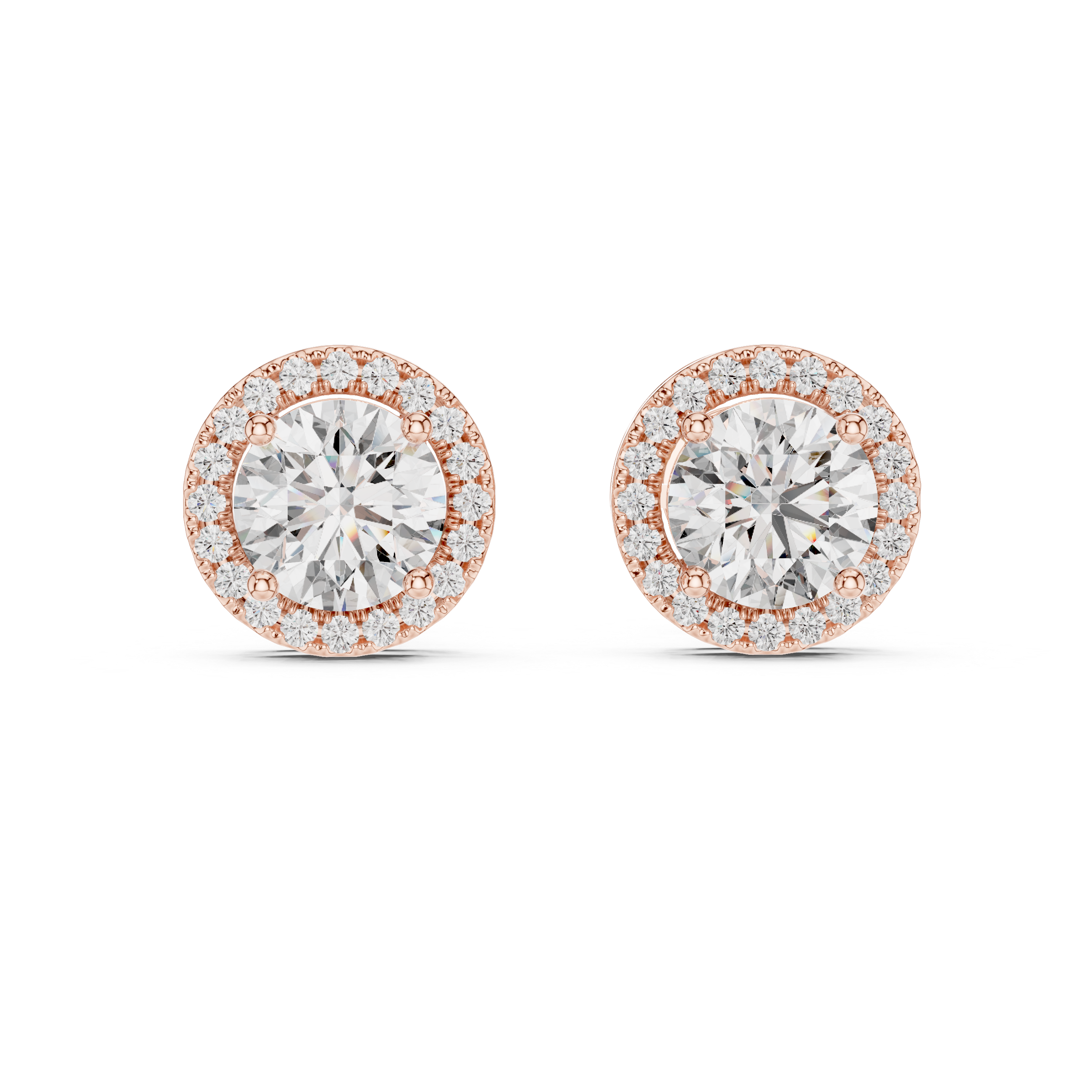 Round Diamonds Halo Stud Earrings