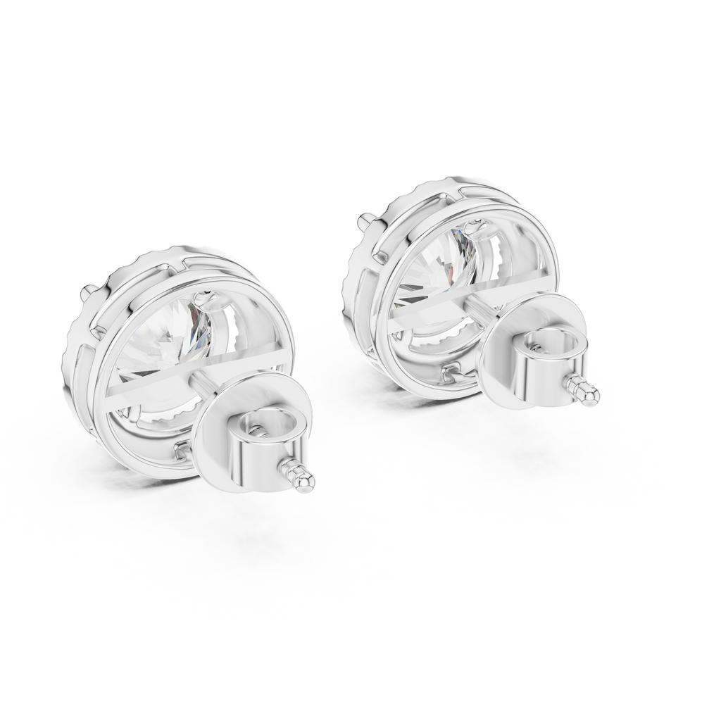 Round Diamonds Halo Stud Earrings