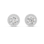 Round Diamonds Halo Stud Earrings