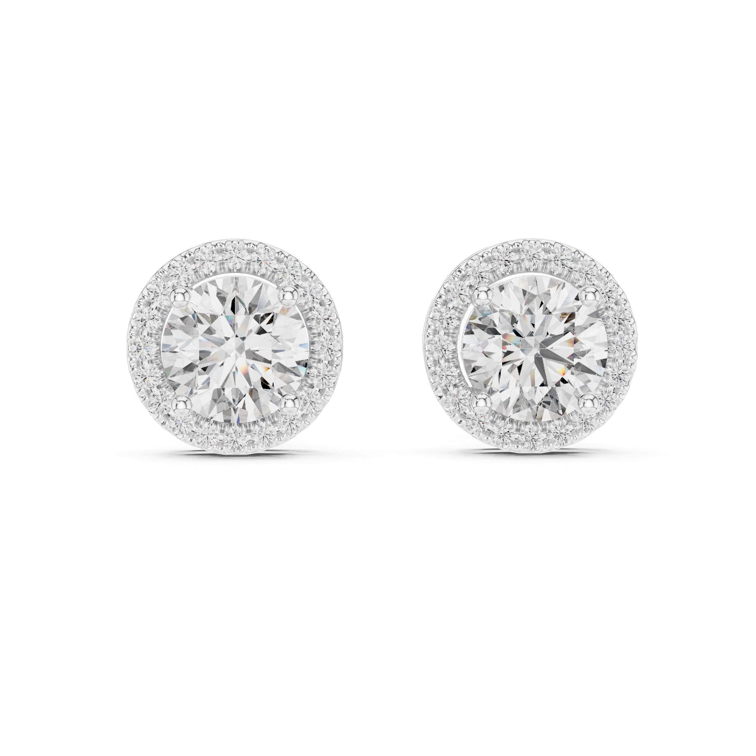 Round Diamonds Halo Stud Earrings