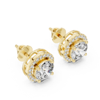 Round Diamonds Halo Stud Earrings