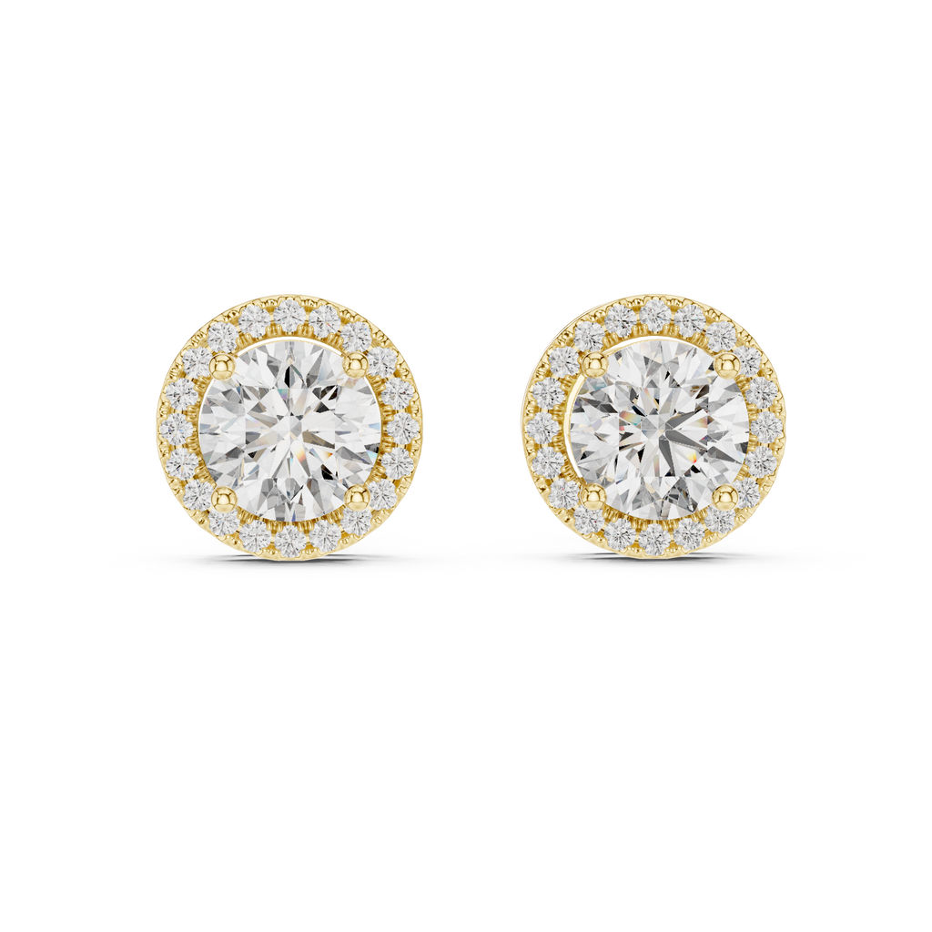 Round Diamonds Halo Stud Earrings