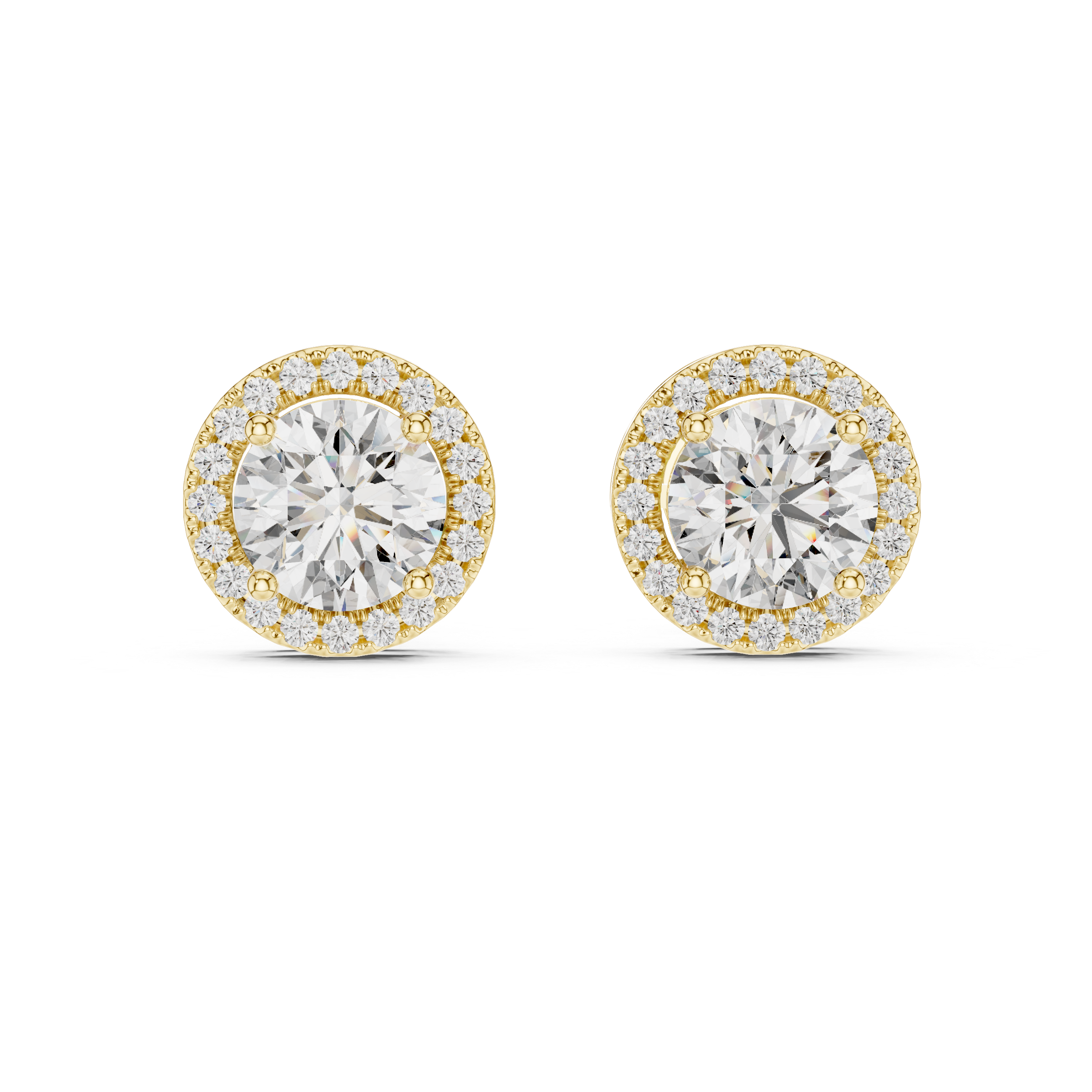 Round Diamonds Halo Stud Earrings