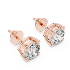 Round Diamond Four Prong Stud Earrings