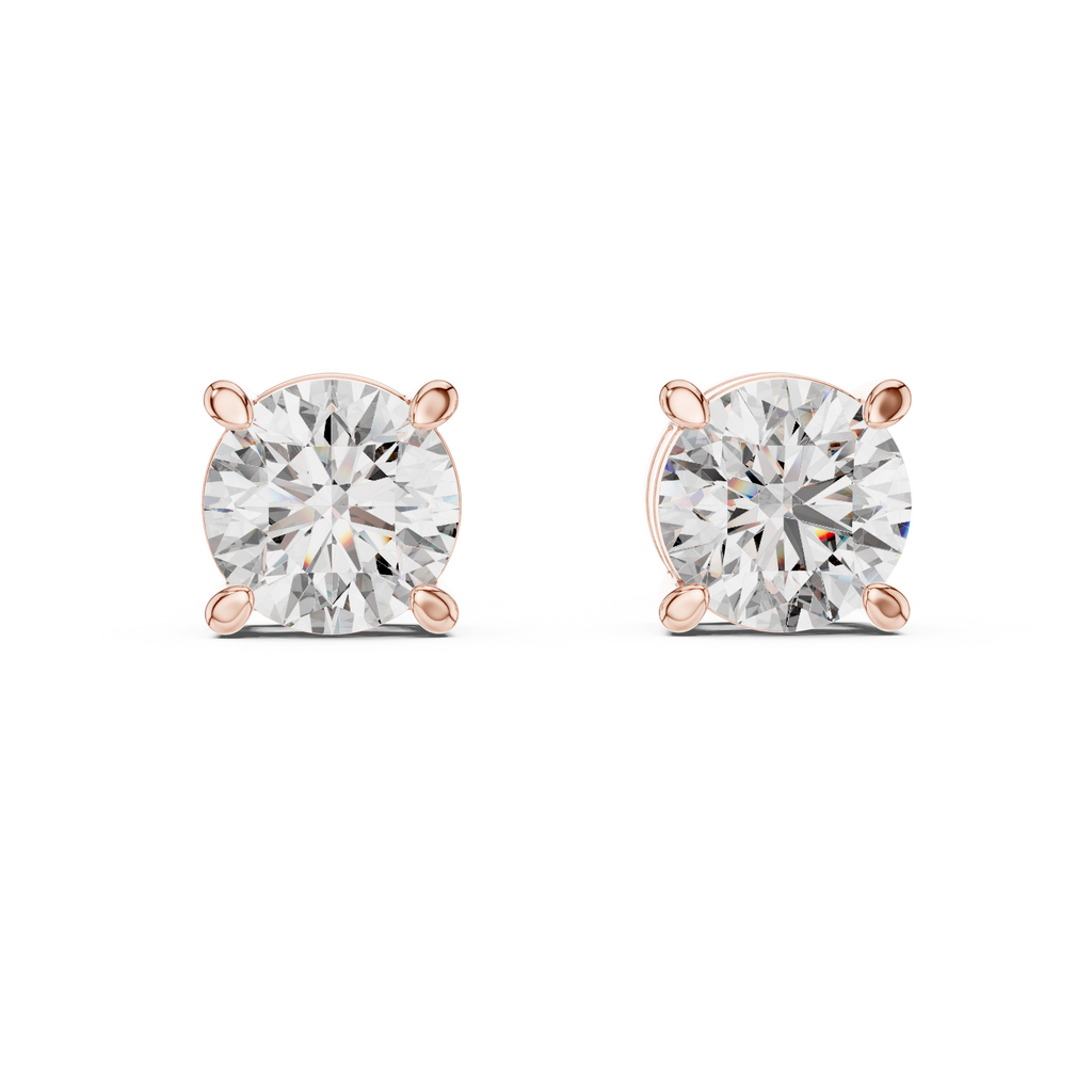 Round Diamond Four Prong Stud Earrings