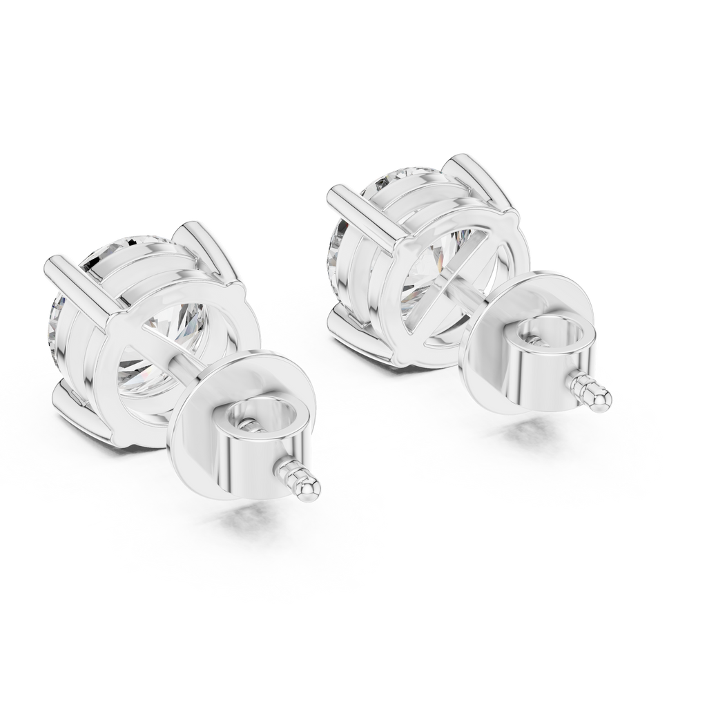 Round Diamond Four Prong Stud Earrings