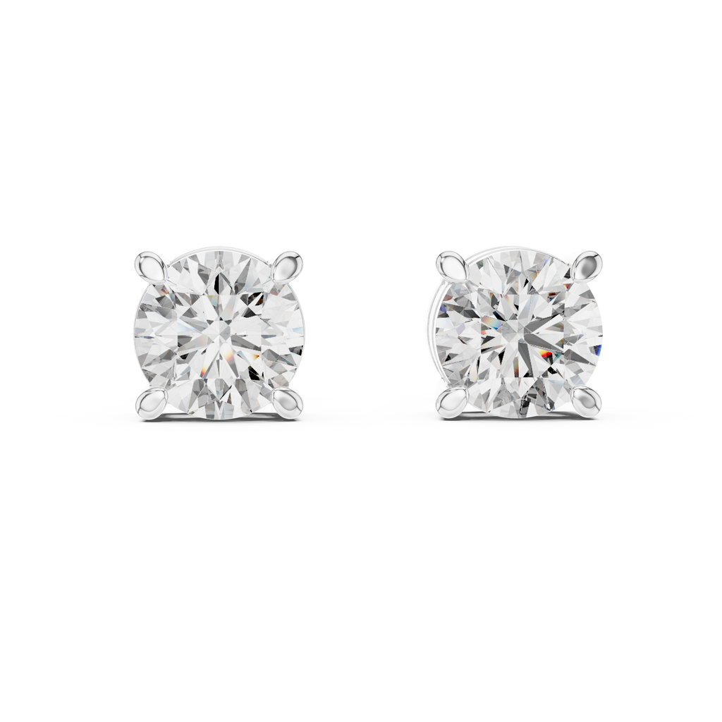 Round Diamond Four Prong Stud Earrings