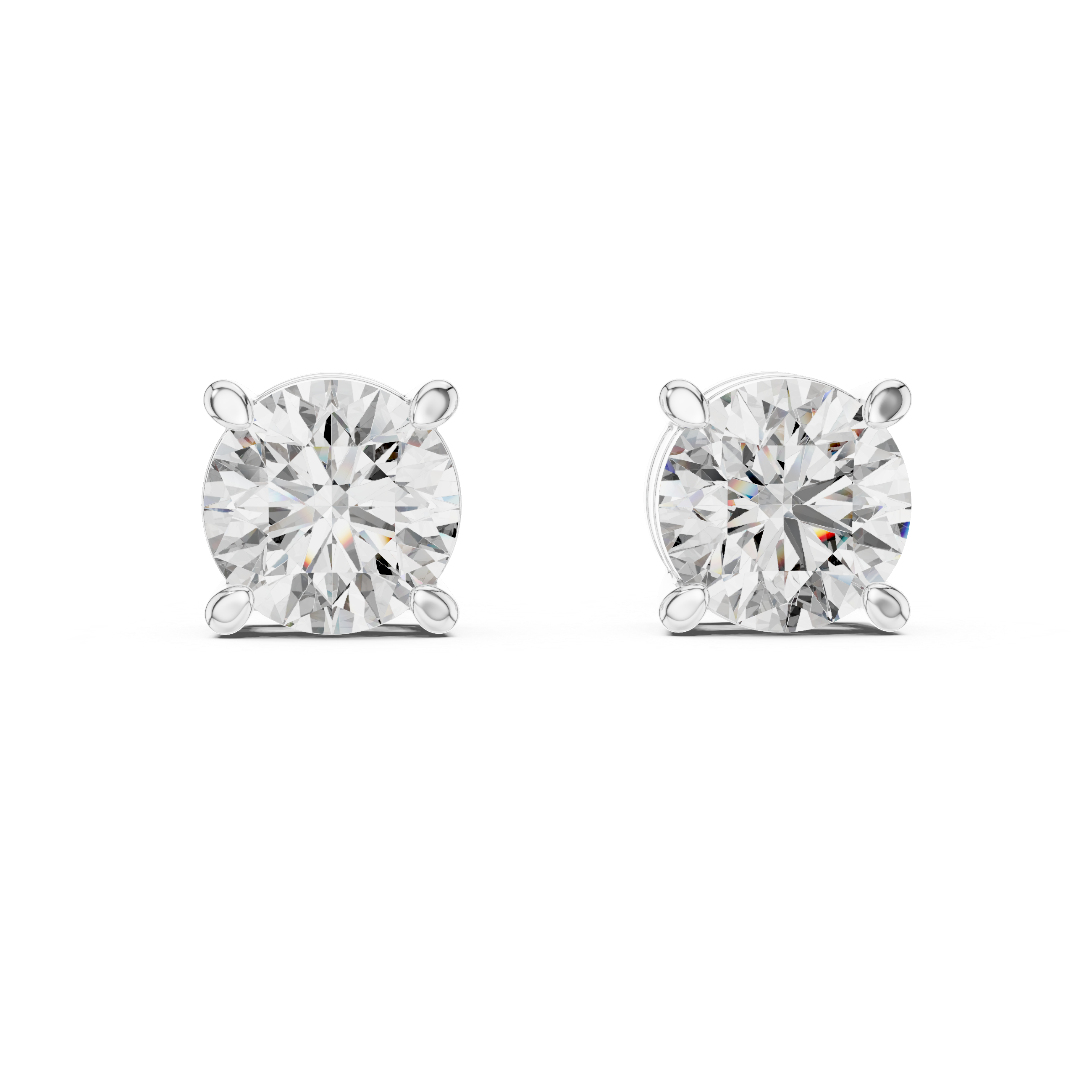 Round Diamond Four Prong Stud Earrings