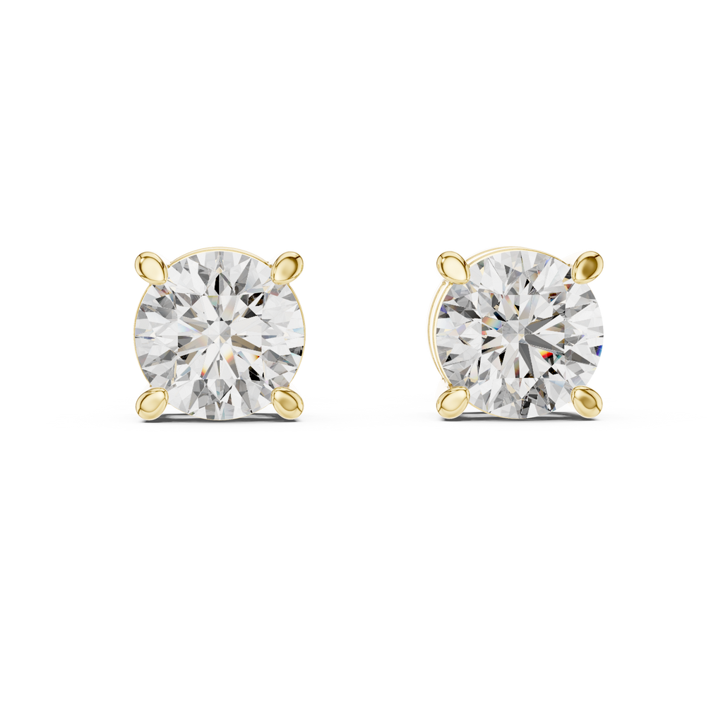 Round Diamond Four Prong Stud Earrings
