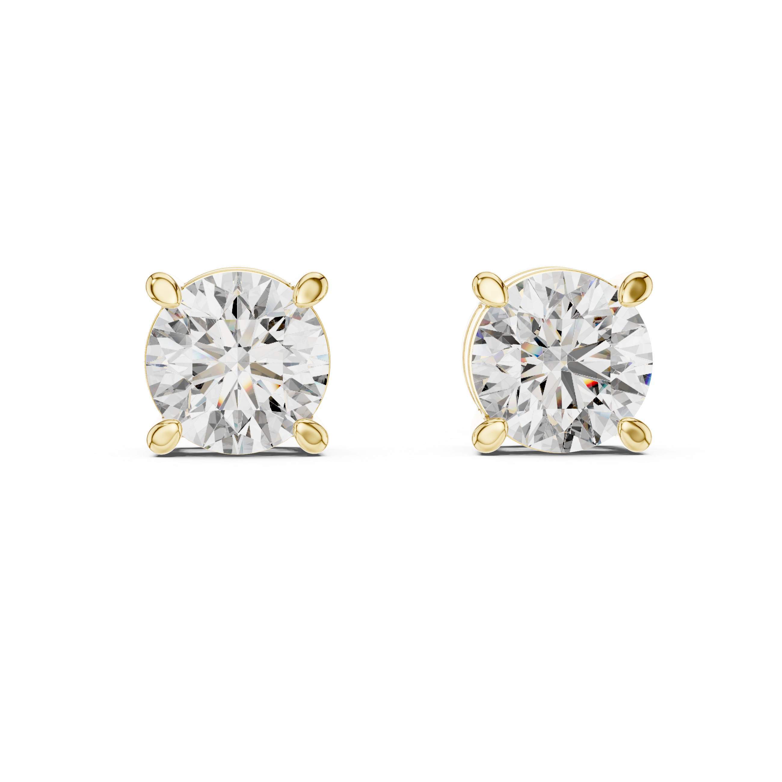 Round Diamond Four Prong Stud Earrings