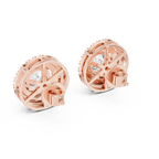 Round Diamond Triple Halo Stud Earrings