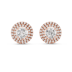 Round Diamond Triple Halo Stud Earrings