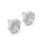 Round Diamond Triple Halo Stud Earrings