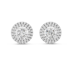 Round Diamond Triple Halo Stud Earrings