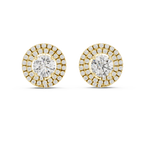 Round Diamond Triple Halo Stud Earrings