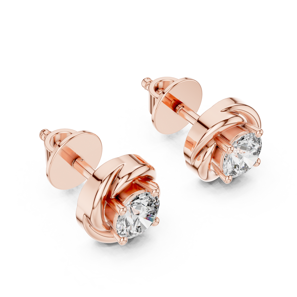 Round Diamond Swirl Stud Earrings