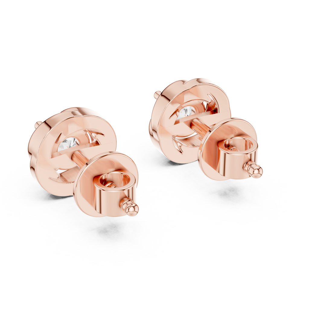 Round Diamond Swirl Stud Earrings