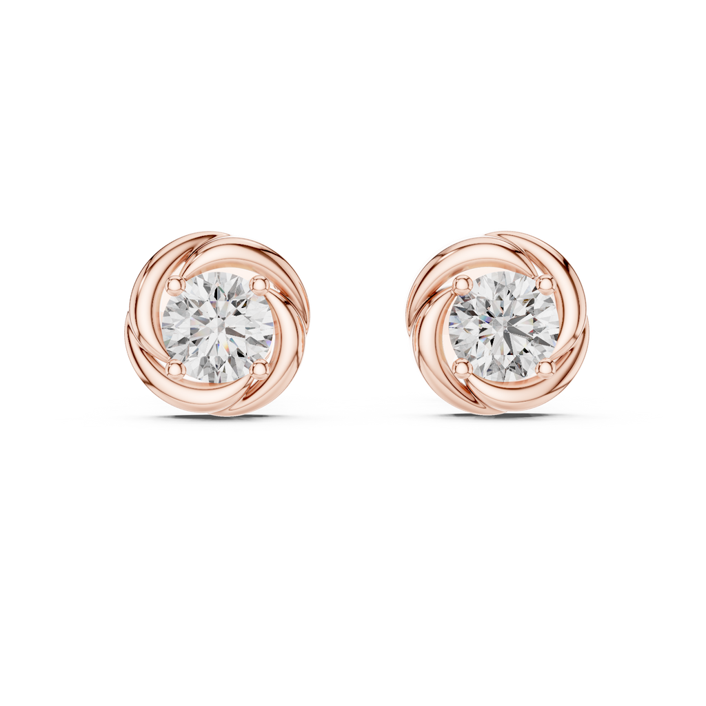 Round Diamond Swirl Stud Earrings