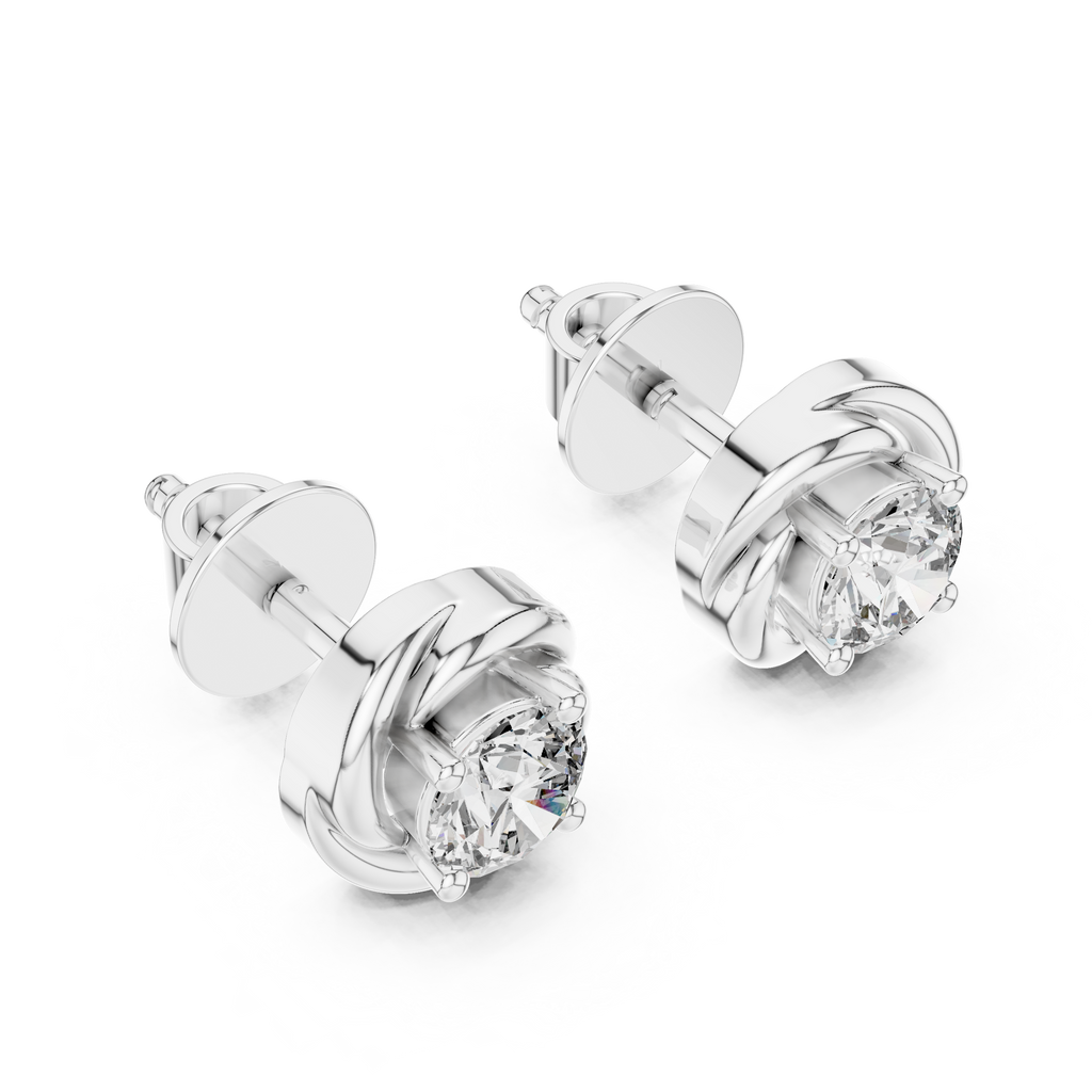 Round Diamond Swirl Stud Earrings