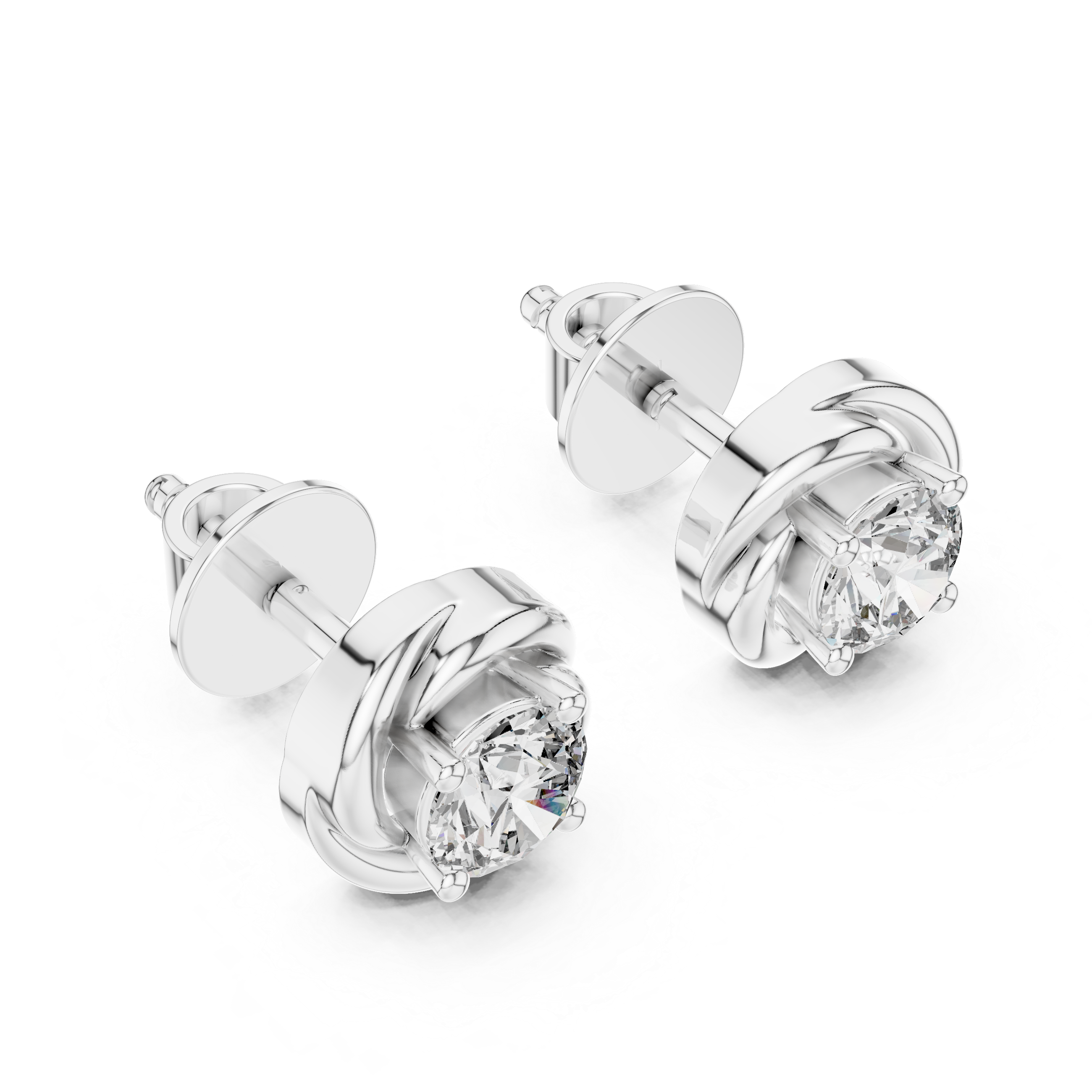 Round Diamond Swirl Stud Earrings