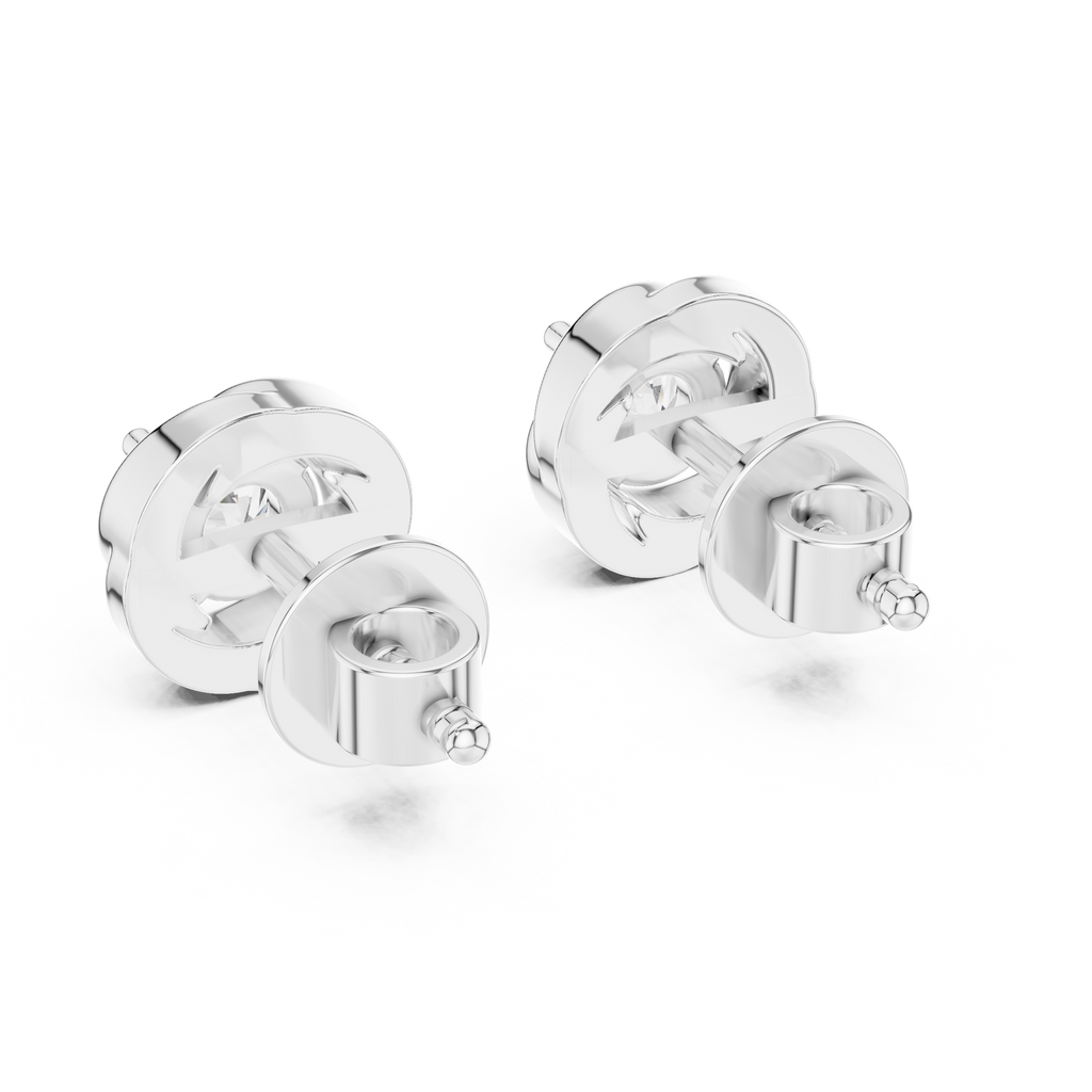 Round Diamond Swirl Stud Earrings