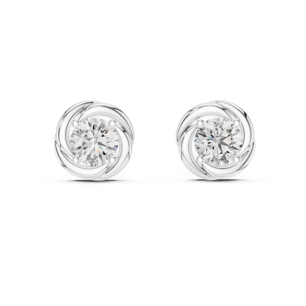 Round Diamond Swirl Stud Earrings