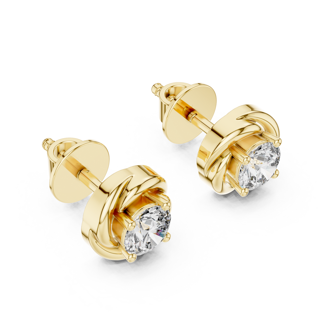 Round Diamond Swirl Stud Earrings