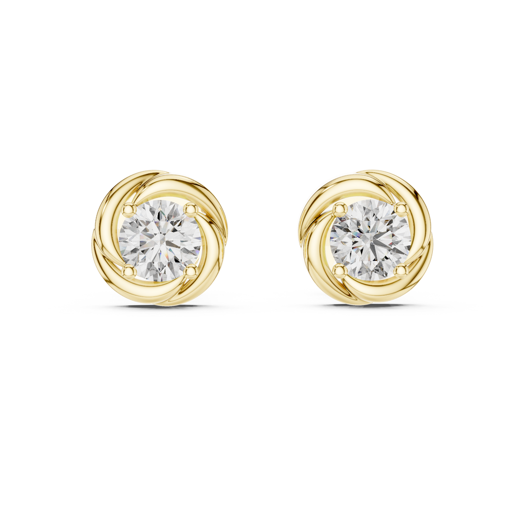 Round Diamond Swirl Stud Earrings