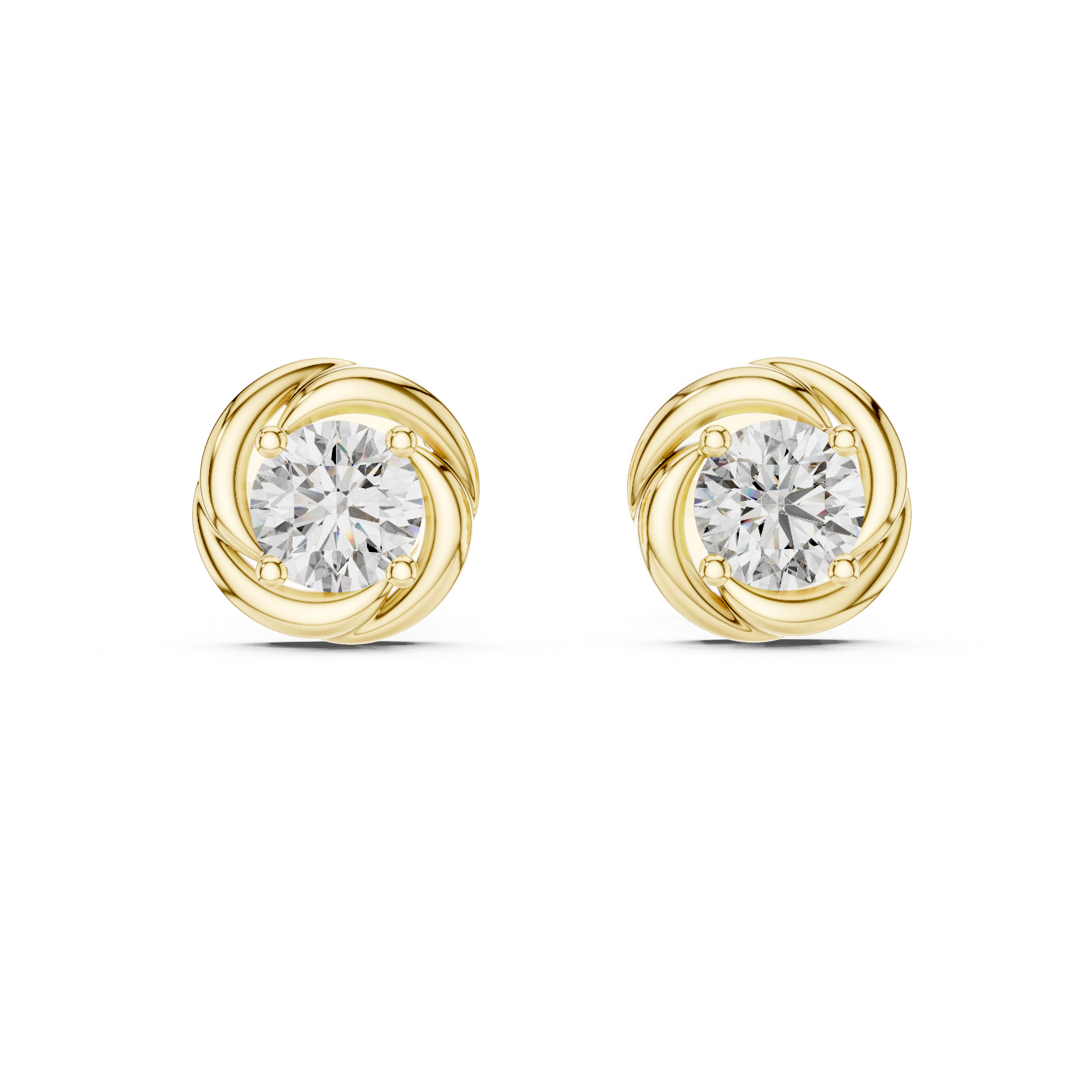 Round Diamond Swirl Stud Earrings