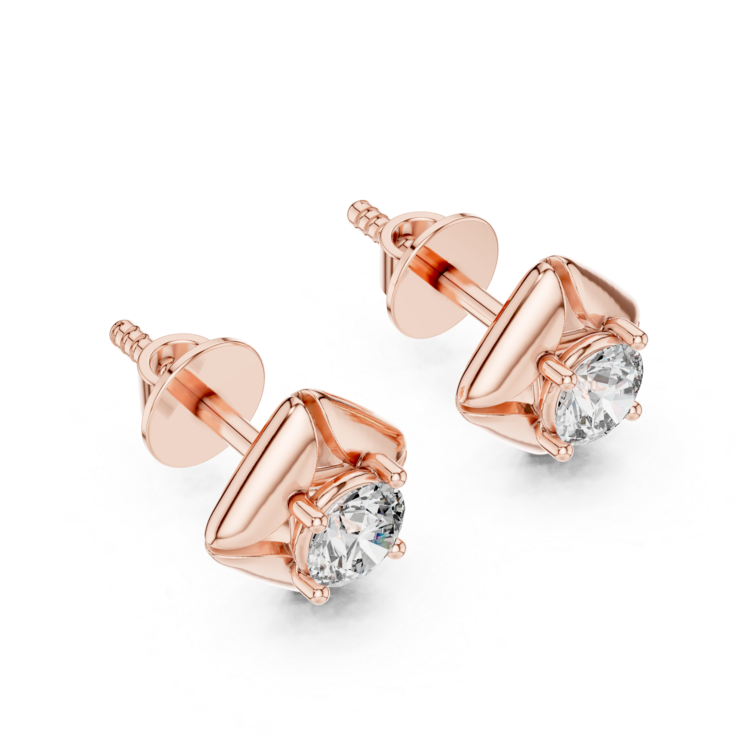 Round Diamond Star Stud Earrings