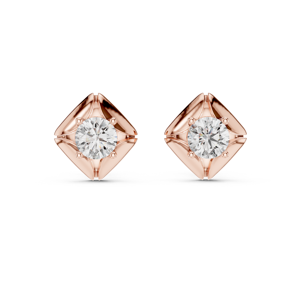 Round Diamond Star Stud Earrings
