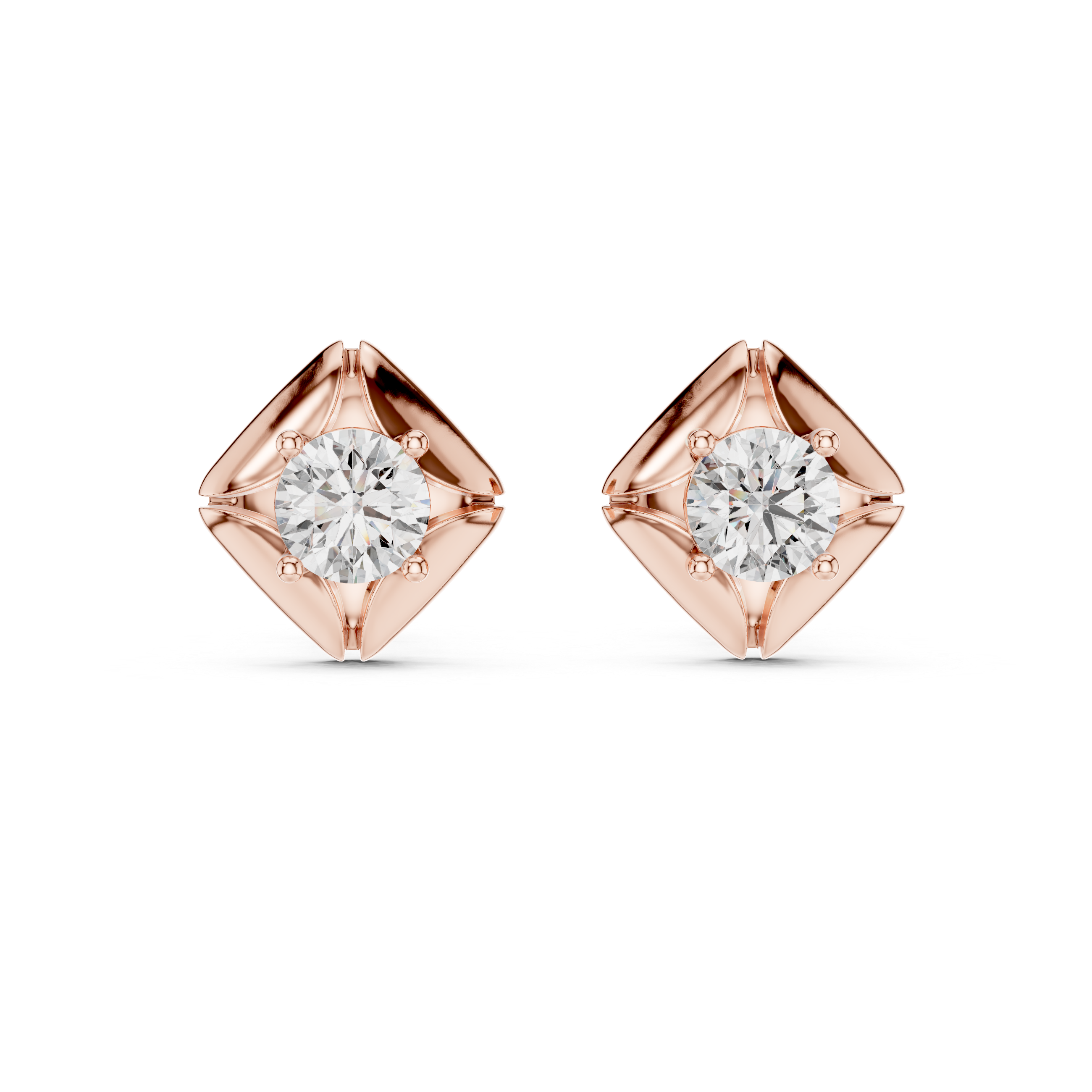 Round Diamond Star Stud Earrings