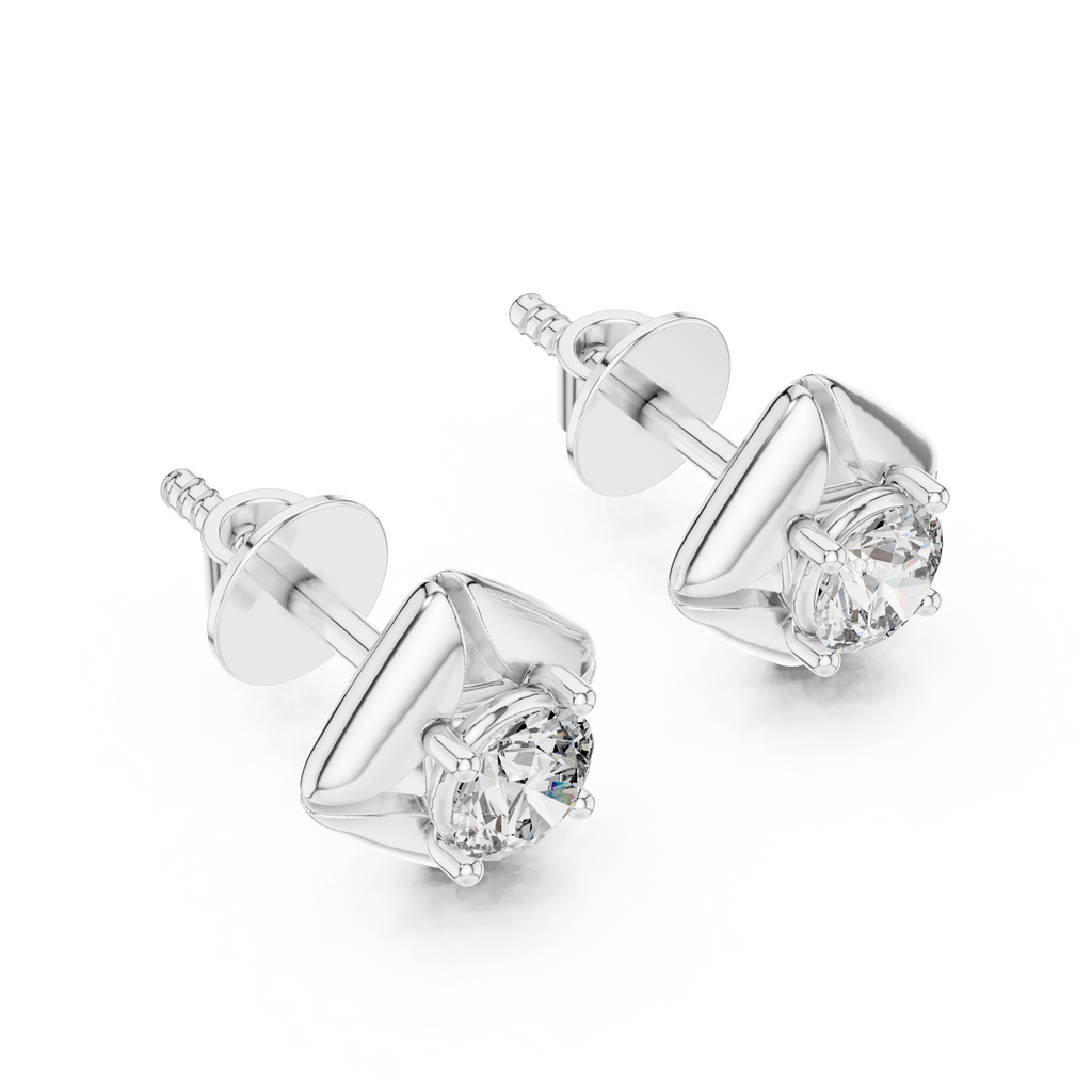 Round Diamond Star Stud Earrings
