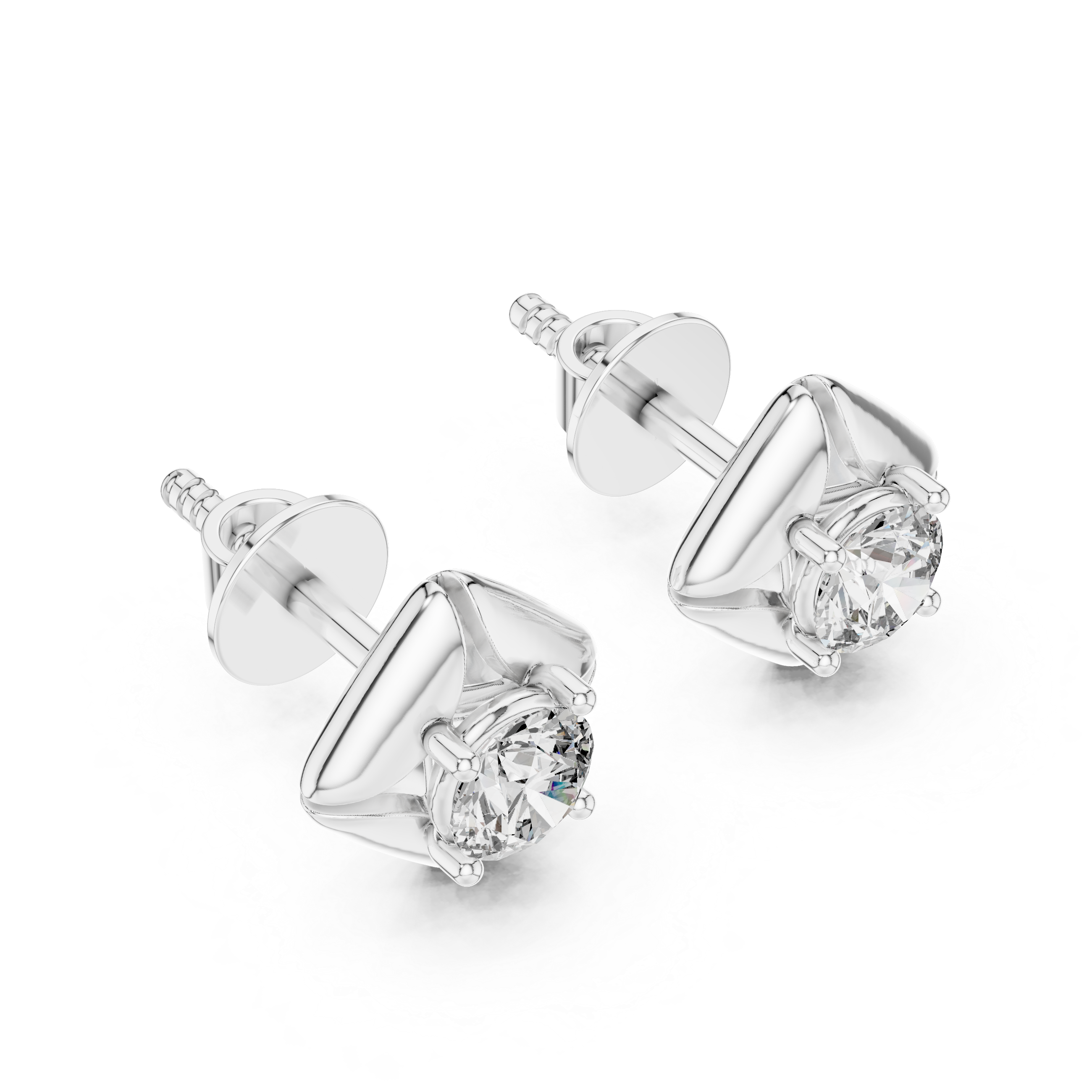 Round Diamond Star Stud Earrings