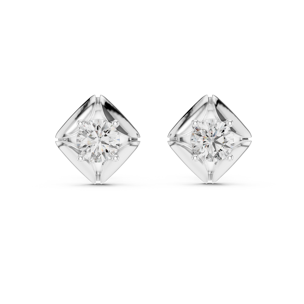 Round Diamond Star Stud Earrings