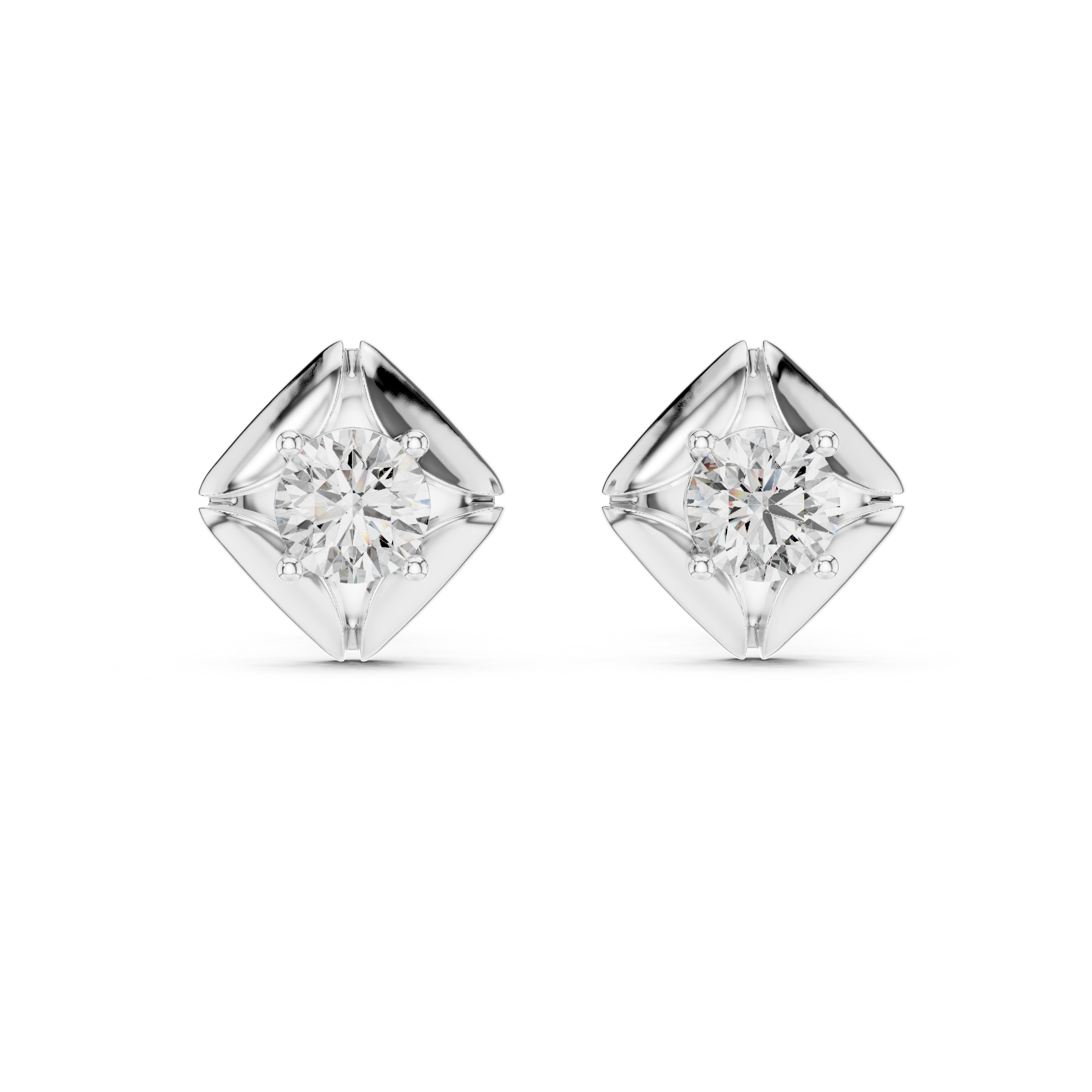 Round Diamond Star Stud Earrings