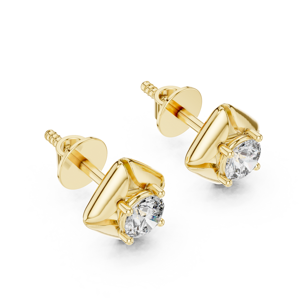 Round Diamond Star Stud Earrings